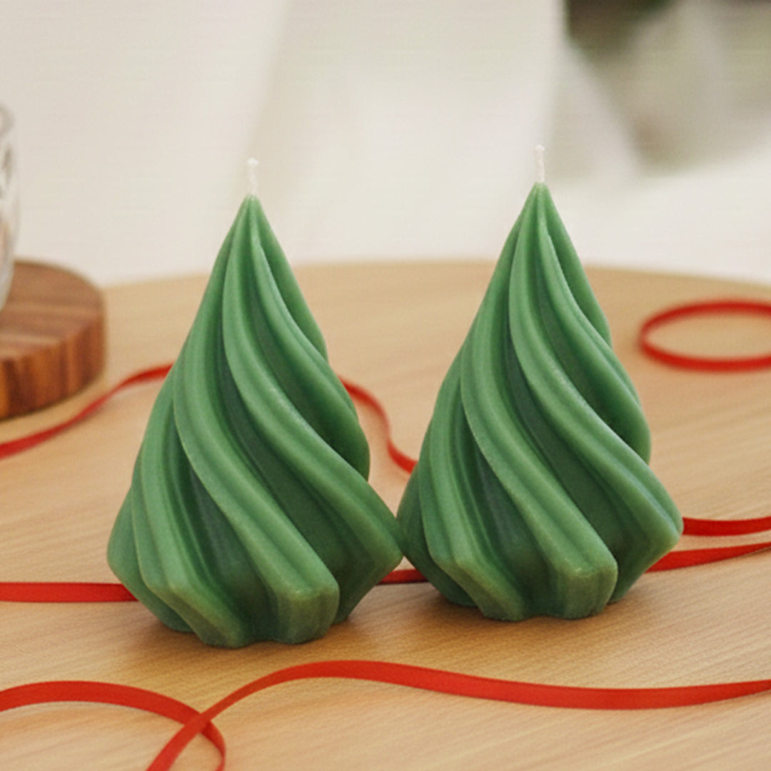 2 Pc | Handmade Swirl Tree Soy Wax Candles
