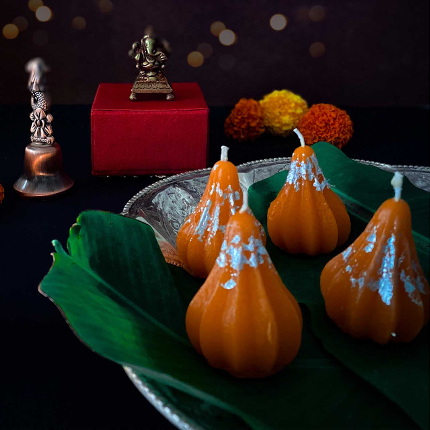 Buy Handmade Big Modak Wax Scented Mithai Candle | Set of 4 Online On ...