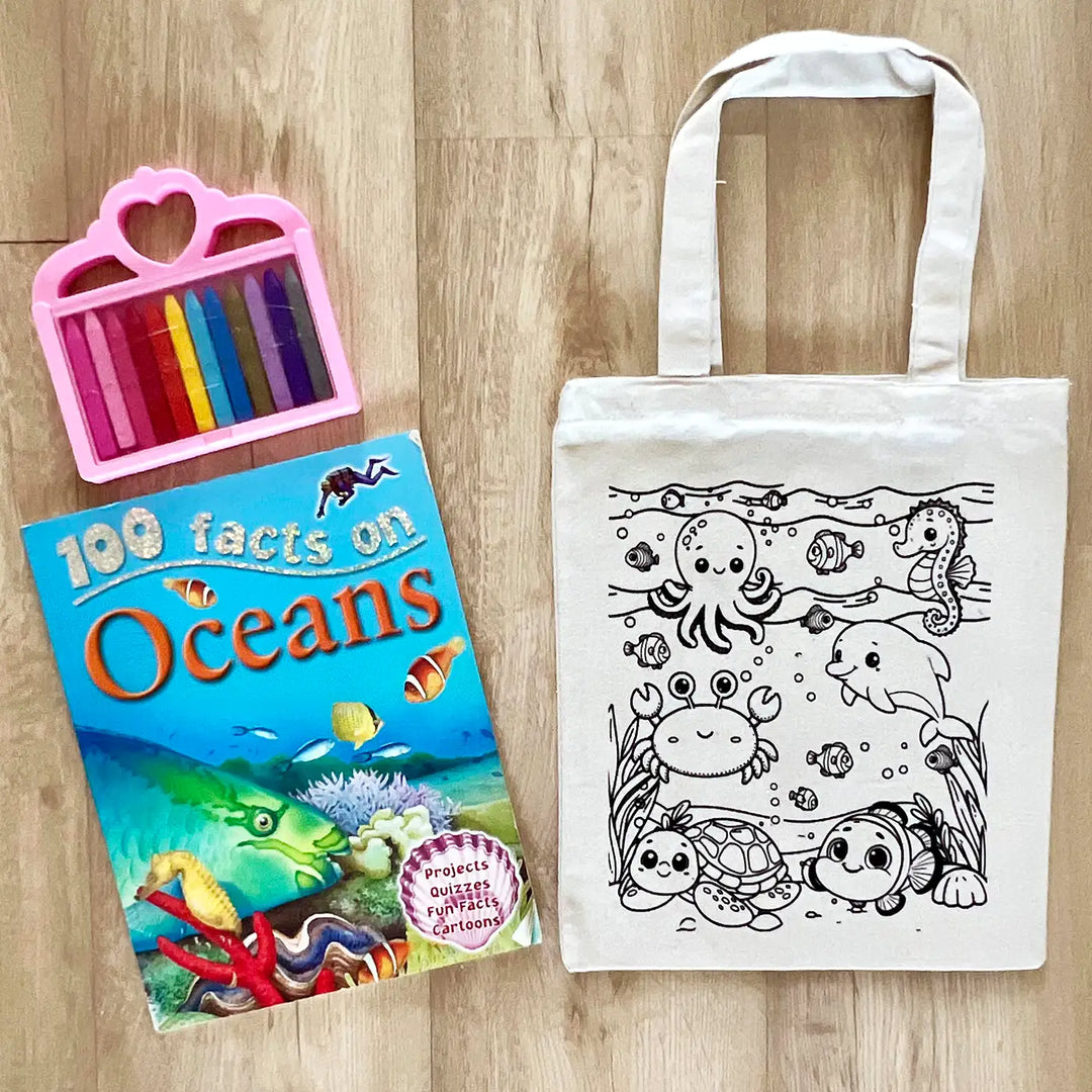 DIY Colour It Yourself Underwater World Cotton Kids Tote Bag