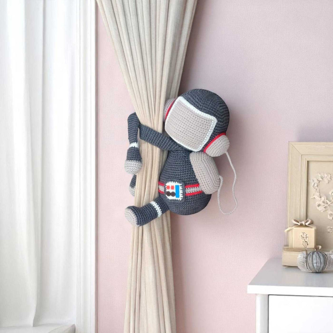 Handmade Crochet Astronaut Curtain Tie for Newborns