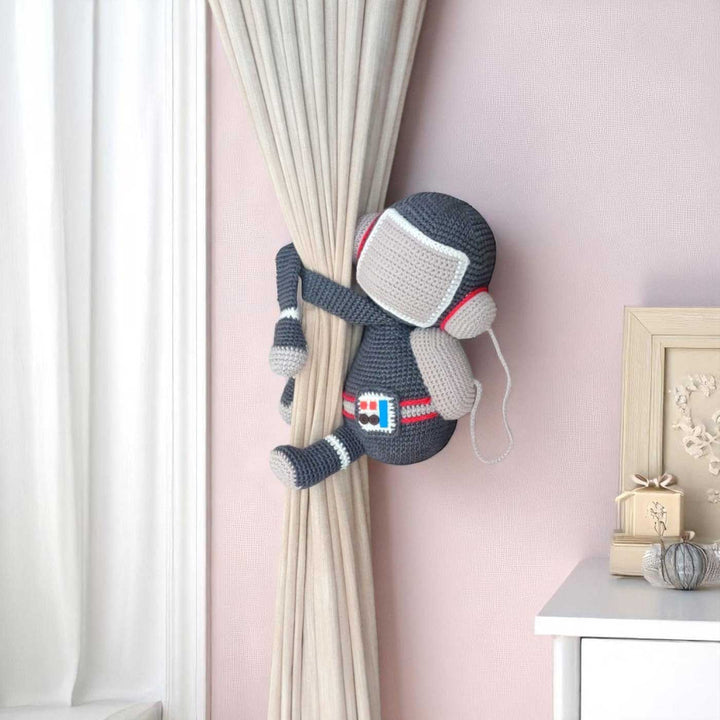 Handmade Crochet Astronaut Curtain Tie for Newborns