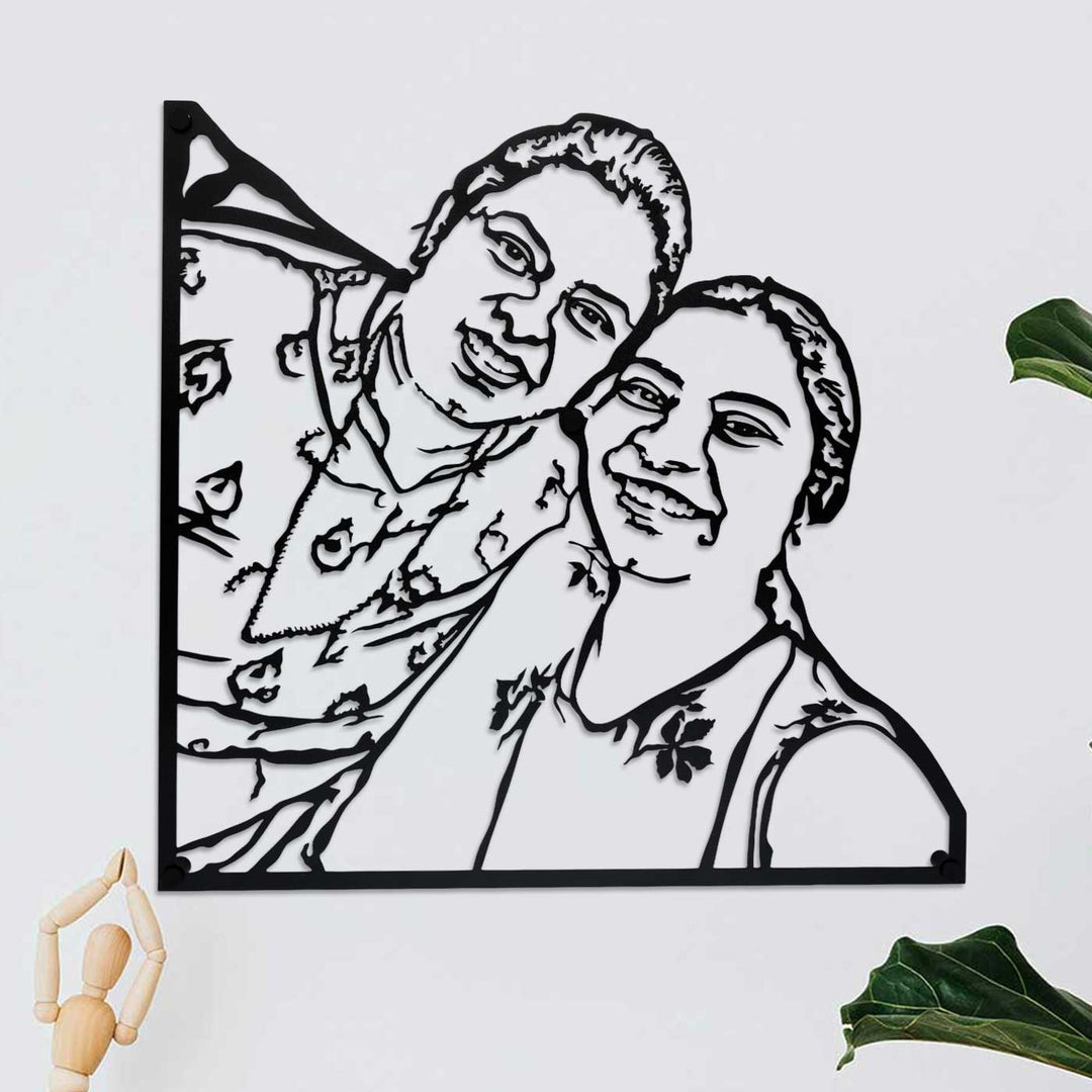 Photo Personalized Handmade Laser Cut Siblings Theme Metal Decorative Plaque