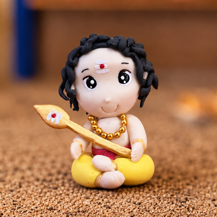 Handmade Miniature Karthikeya Clay Golu Doll For Festive Decor