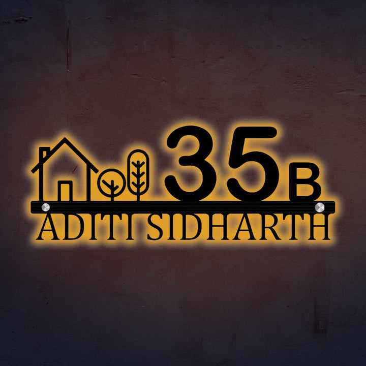 Personalized Laser Cut House Theme Steel Name Plate