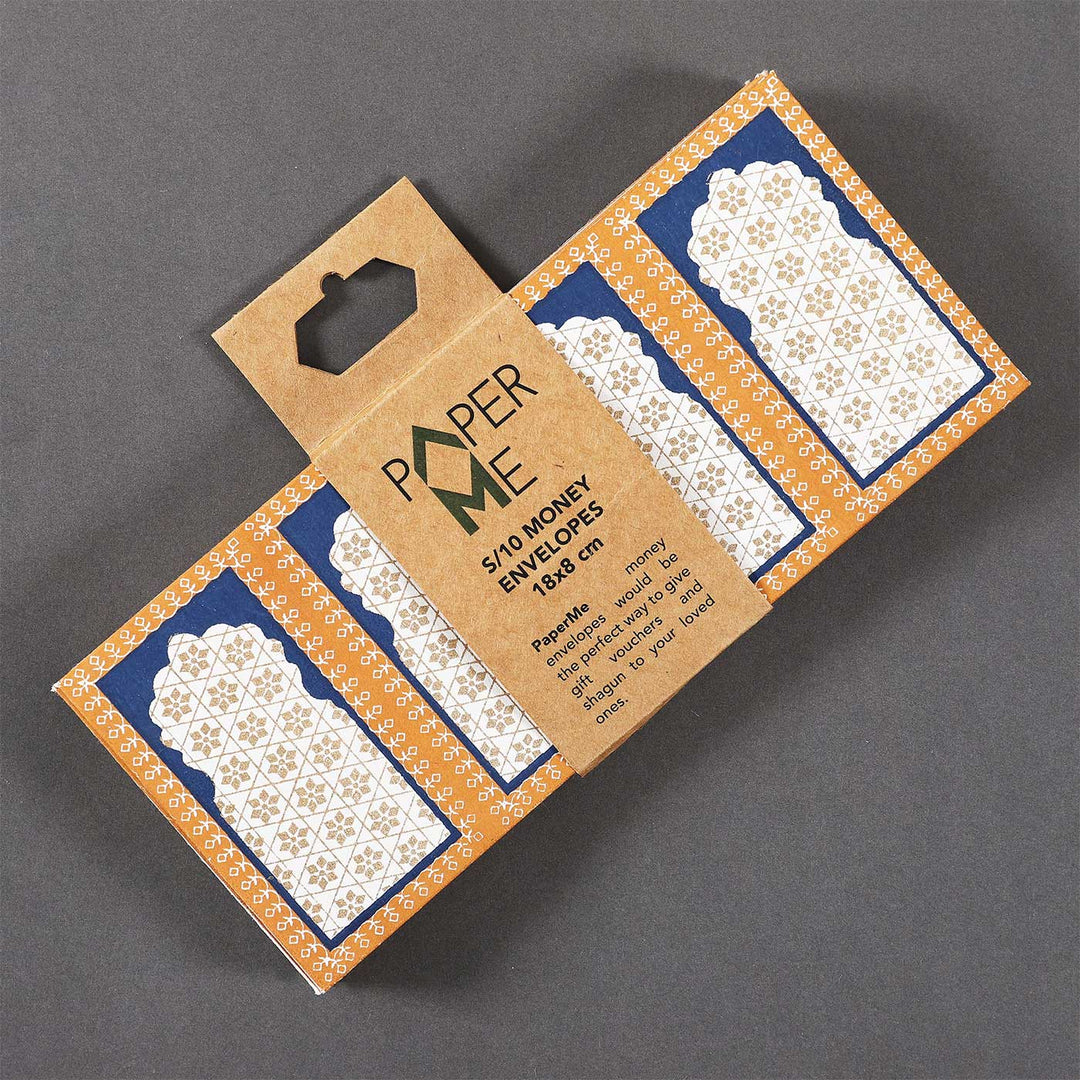 Personalized Handmade Jharokha Blue Paper Envelopes | Set Of 30