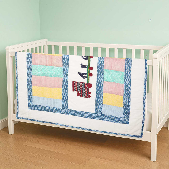 Personalized Steam Engine Theme Cotton Quilt For Kids