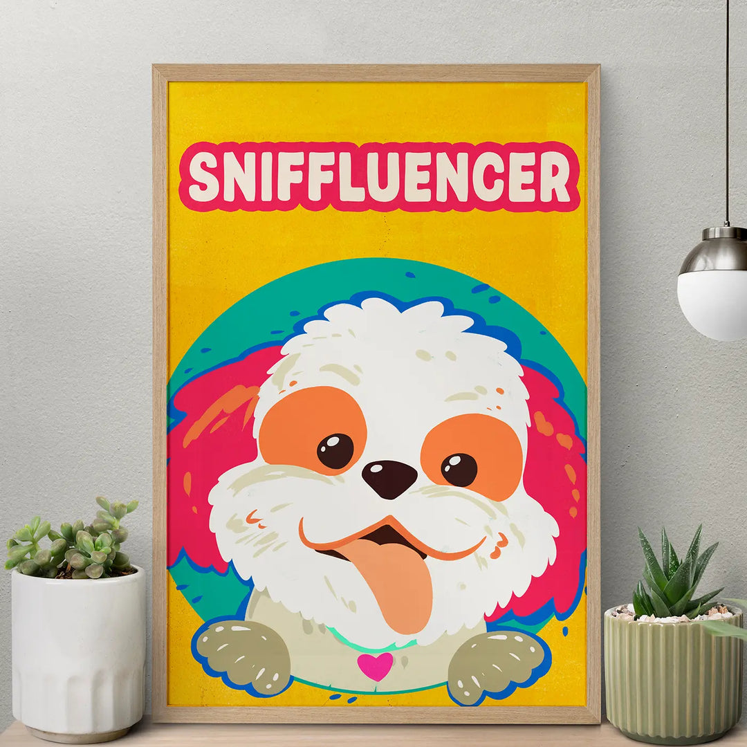 Sniffluencer Quirky Comic Style Printed Wall Art | 13x19 Inch | Unframed