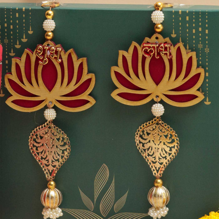 Handmade Kamal Shubh Labh Metal Decorative Plaque