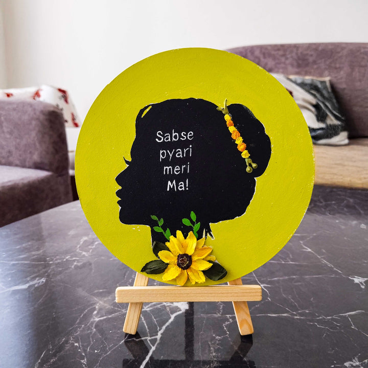 Personalized Hand-Painted Yellow Floral Theme MDF Wood Table Top Decorative Plaque