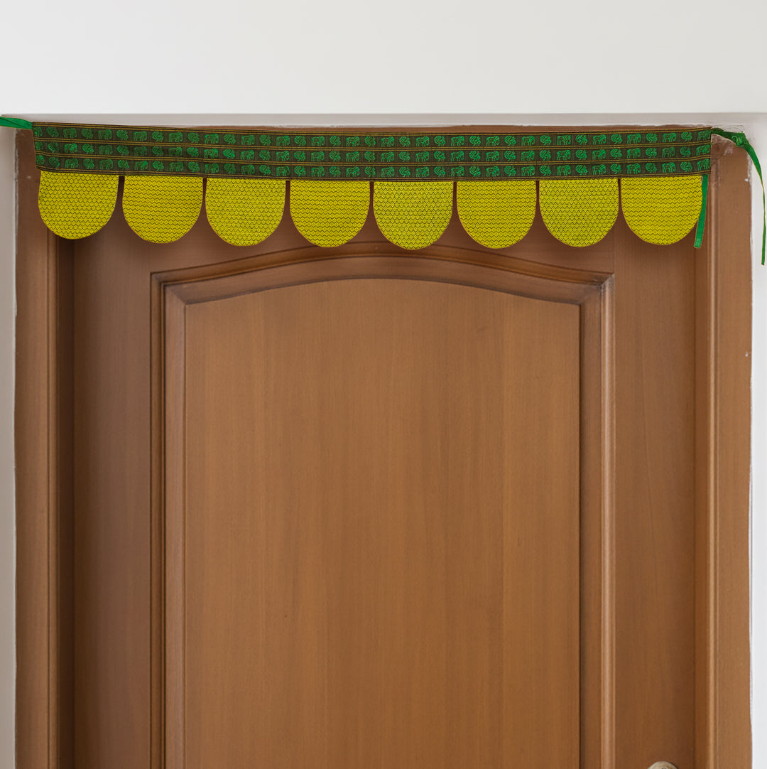 42 Inch Handmade Yellow Elephant Design Khunn Fabric Cotton Toran