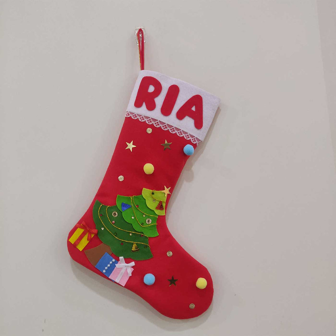 Personalized Felt Tree Christmas Stocking
