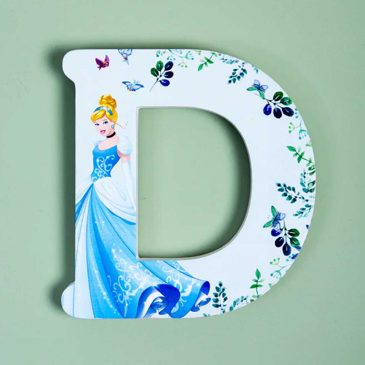 Handmade Blue Princess Theme MDF Wood 3D Wall Letter For Kids - D