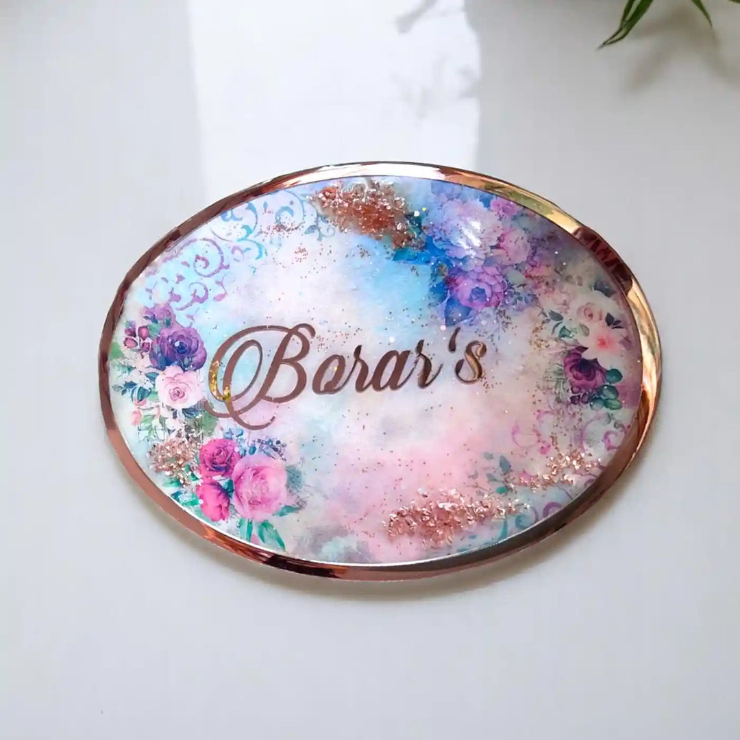 Personalized Floral Theme Resin Name Plate