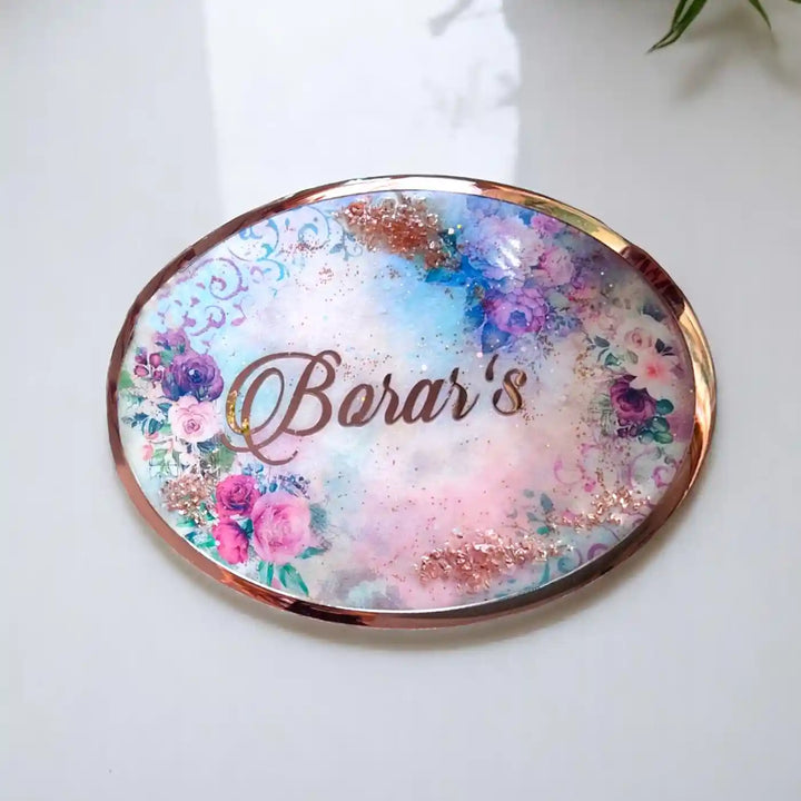 Personalized Floral Theme Resin Name Plate