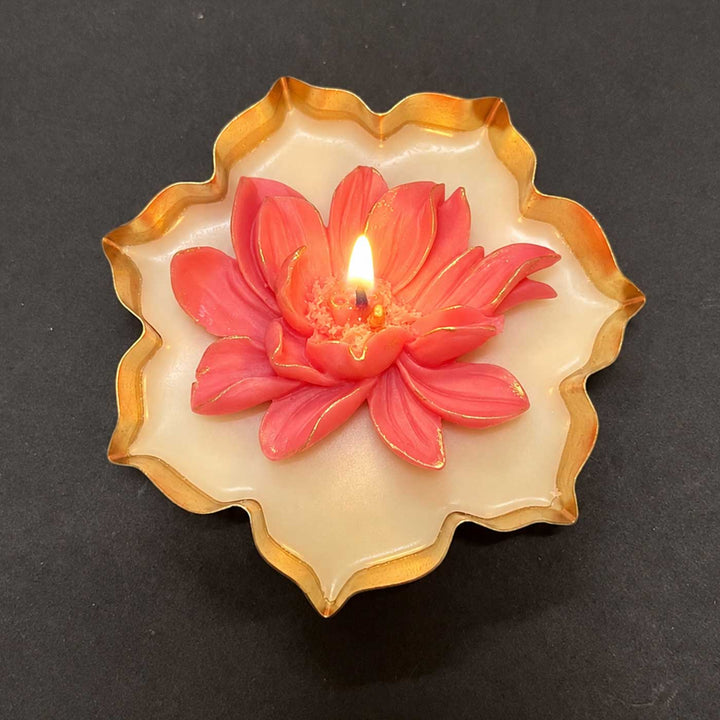 Lotus Iron Urli Soy Wax Candle With Jasmine Fragrance