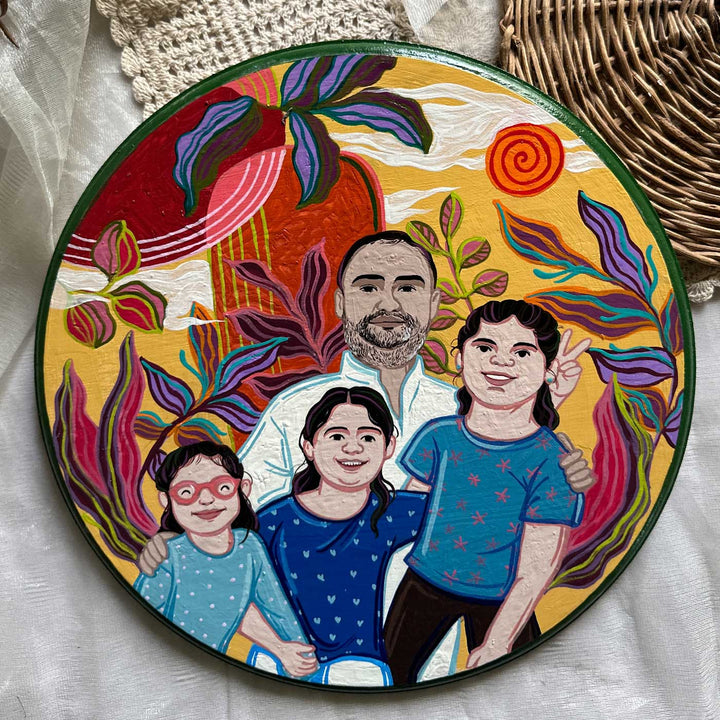 10 Inch | Photo Personalized Hand Painted Pop Art Illustrated Caricature Wall Plate With Stand