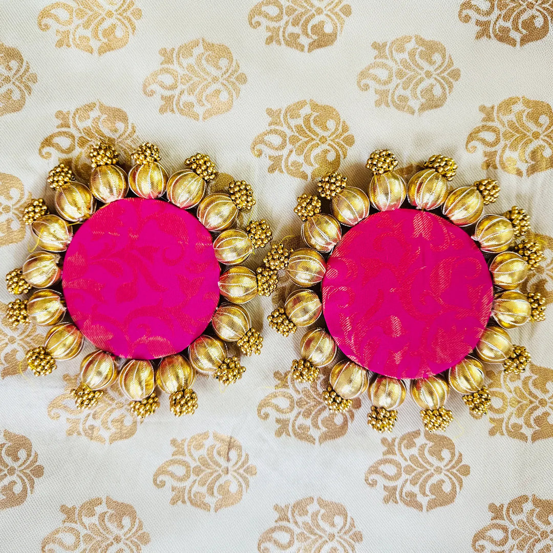 6 Inch | Handmade Gota Patti Round Rangoli Mat | Set Of 2