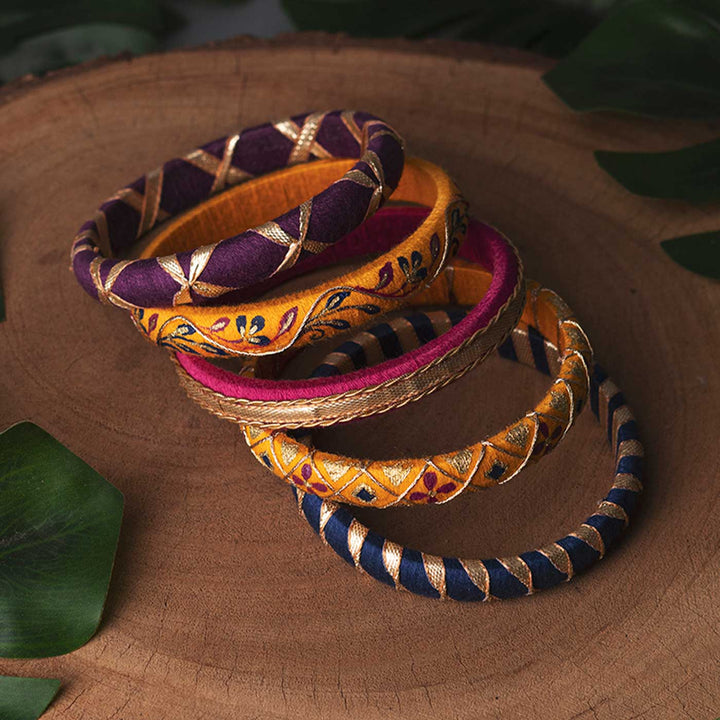 Multicolor Handcrafted Elegant Gotta Patti Bangles | Set of 5