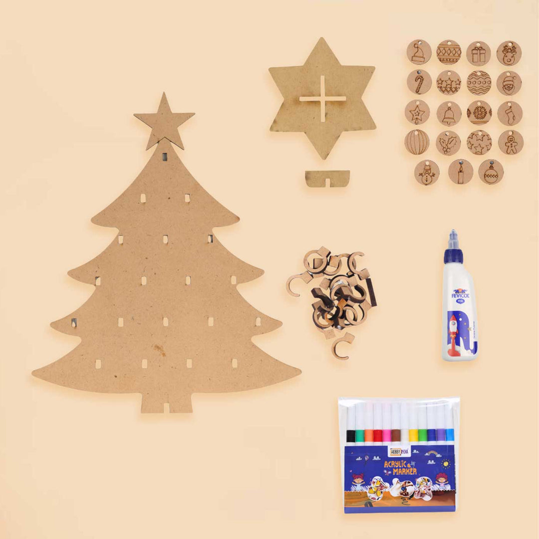 Pre Marked Make Your Own Christmas Tree MDF Wood Painting DIY Kit