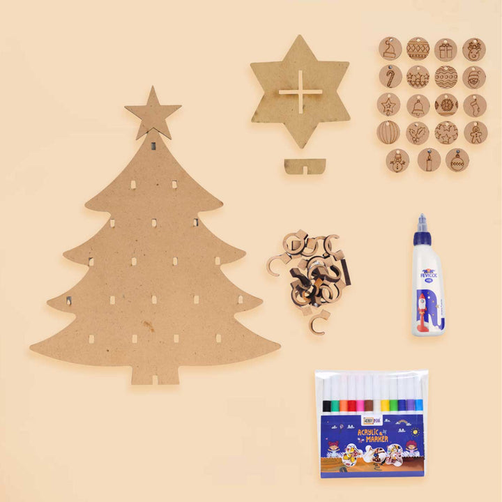 Pre Marked Make Your Own Christmas Tree MDF Wood Painting DIY Kit