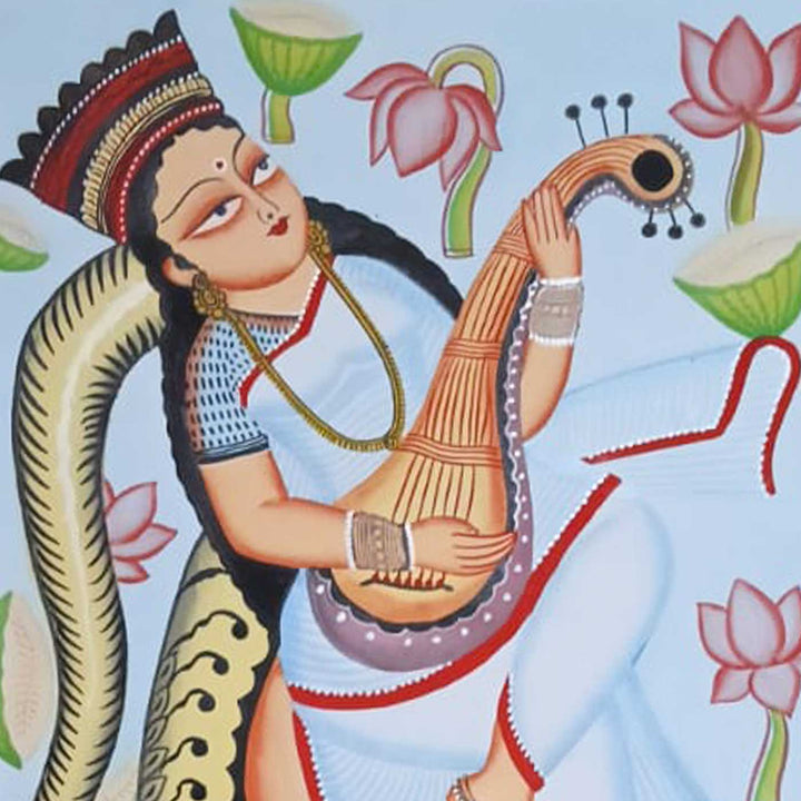 14 x 22 Inch | Melody in Bloom | Original Hand Painted Kalighat Painting | Natural Colors On Paper