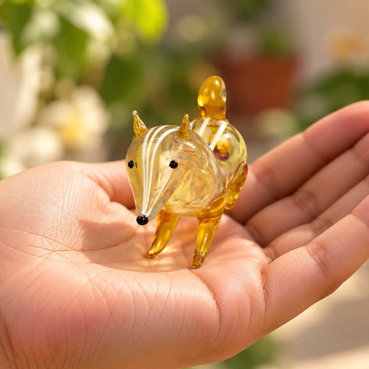 Handmade Blown Glass Squirrel Miniature Figurine For Decor