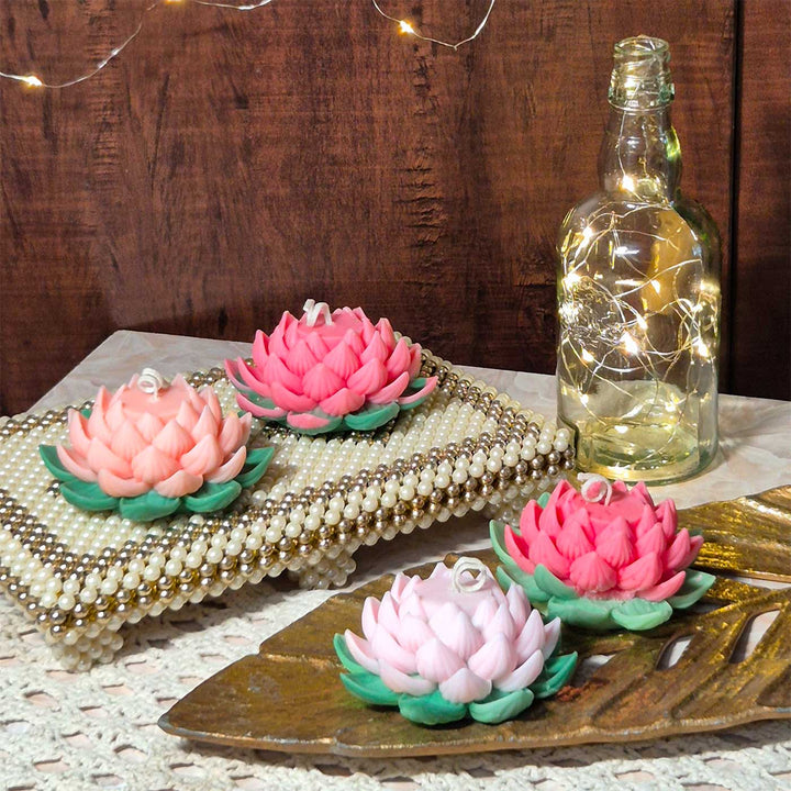 Set Of 2 | Handmade Kamal Phool Design Soy Wax Scented Candle