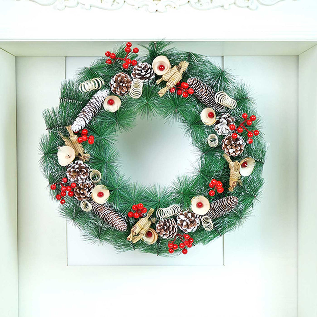 Vintage Chocolates With Pinecones & Mushroom Buds Wreath For Christmas Wall Decoration
