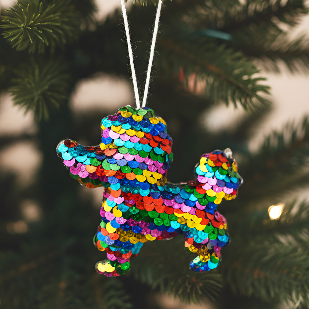 Handmade Sequin Dog Ornament For Christmas Decoration