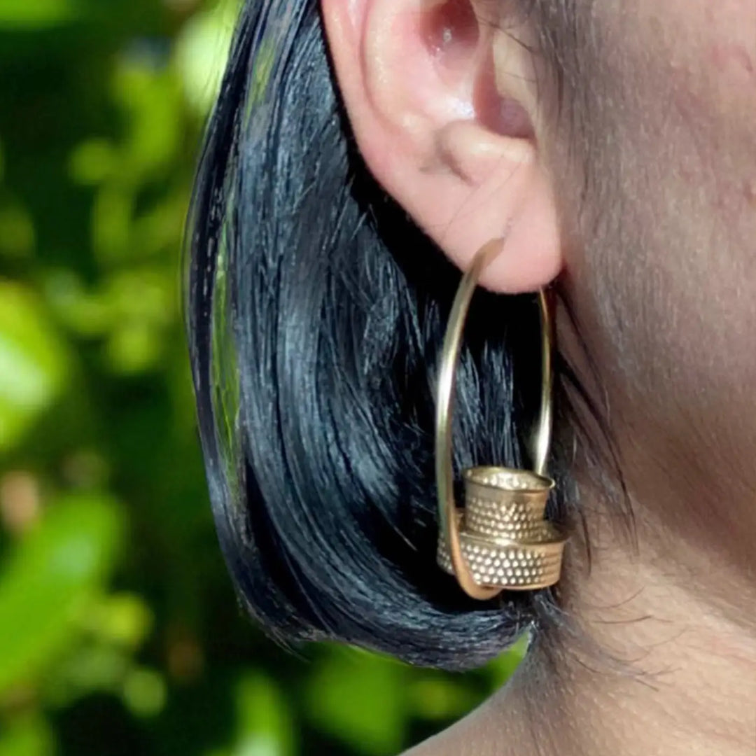 Handmade Polymer Clay Kaapi Handi Design Hoop Earrings