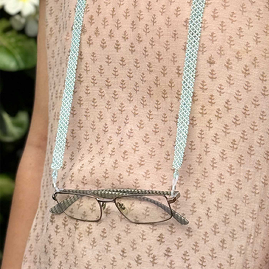 Handmade Beaded Blue & White Point Patti Spectacle / Eye Glass Chain