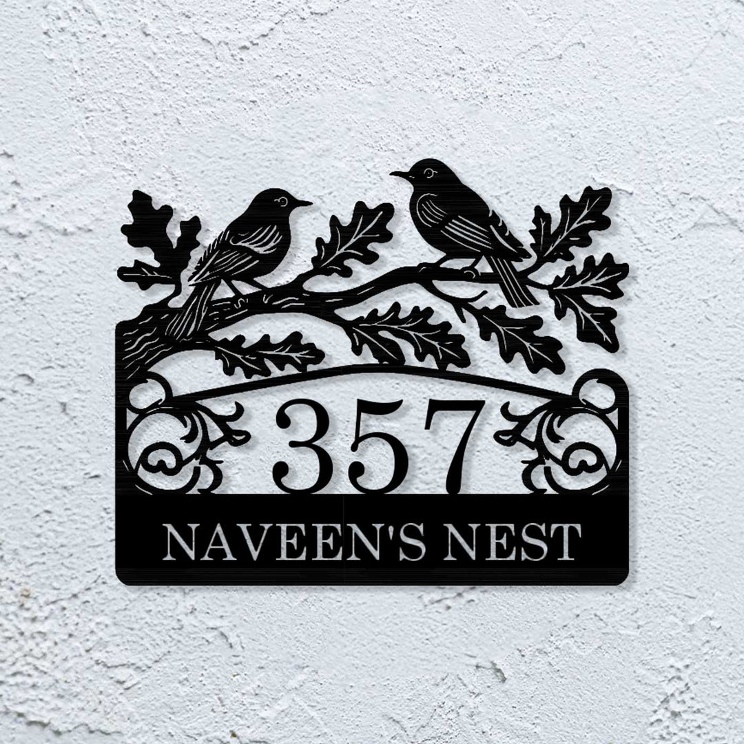 Personalized Laser Cut Birds Theme Steel Name Plate
