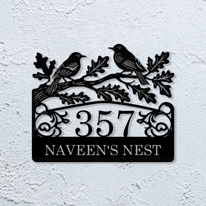 Personalized Laser Cut Birds Theme Steel Name Plate