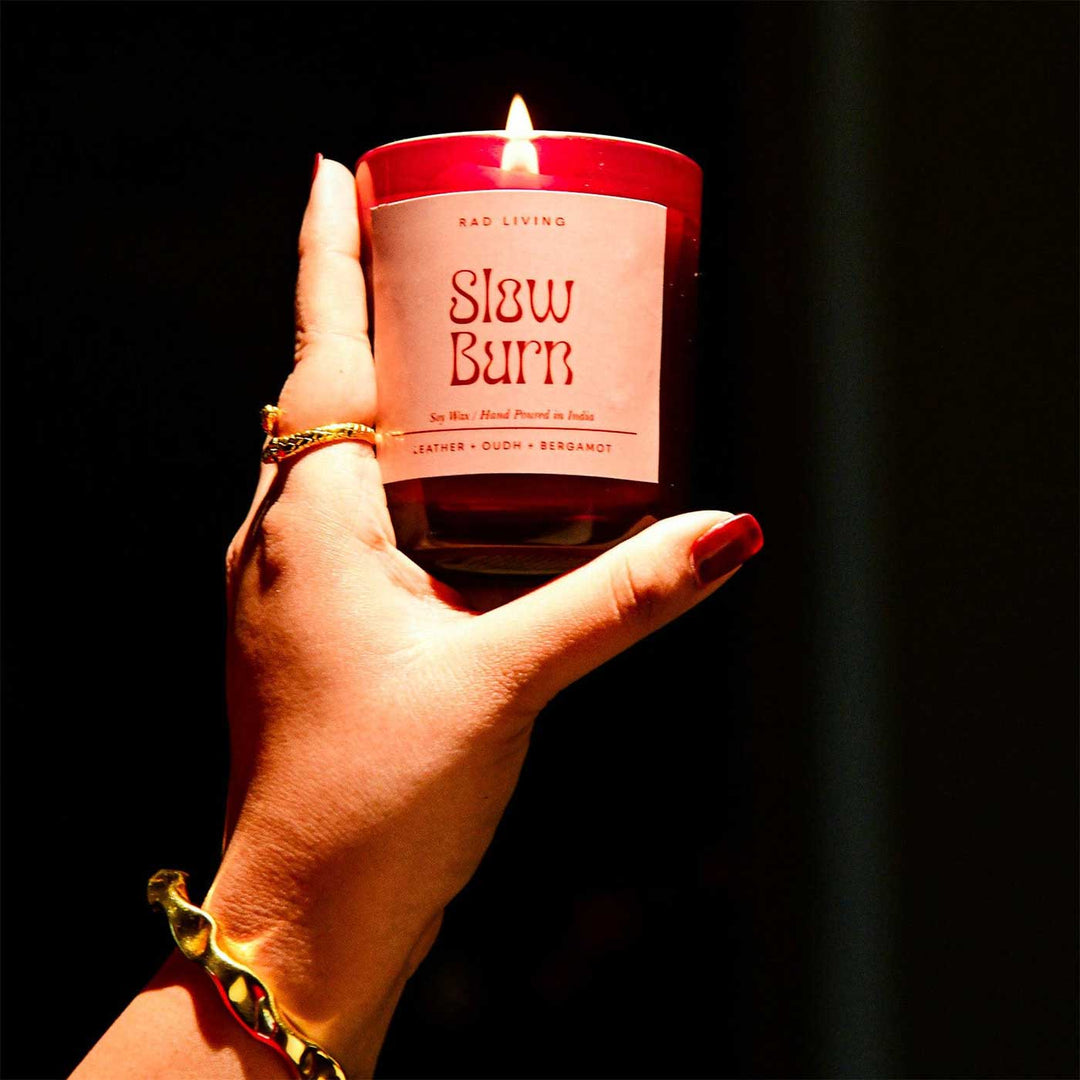 Hand Poured Slow Burn Leather, Bergamot & Oudh Scented Soy Wax Candle