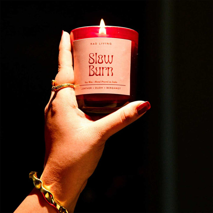 Hand Poured Slow Burn Leather, Bergamot & Oudh Scented Soy Wax Candle