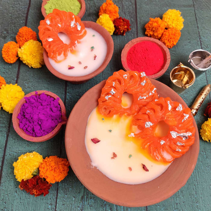 Handmade Imarti With Rabdi Wax Scented Mithai Candle | Set of 2
