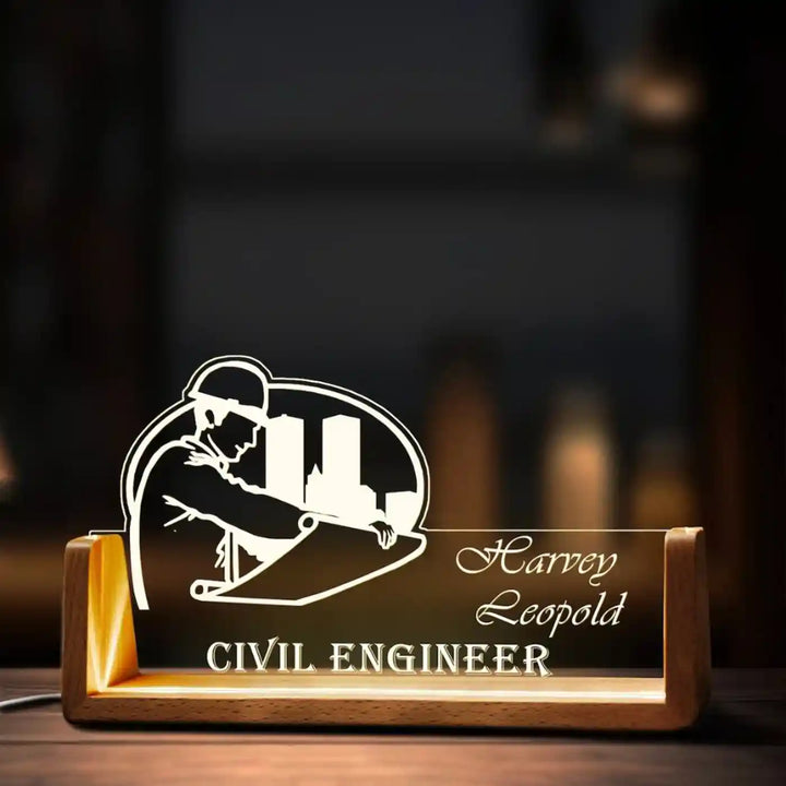 Personalized Civil Engineer Theme Acrylic Name Plate