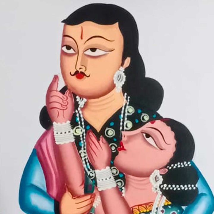 14 x 22 Inch | Sacred Milan | Original Hand Painted Kalighat Painting | Natural Colors On Paper