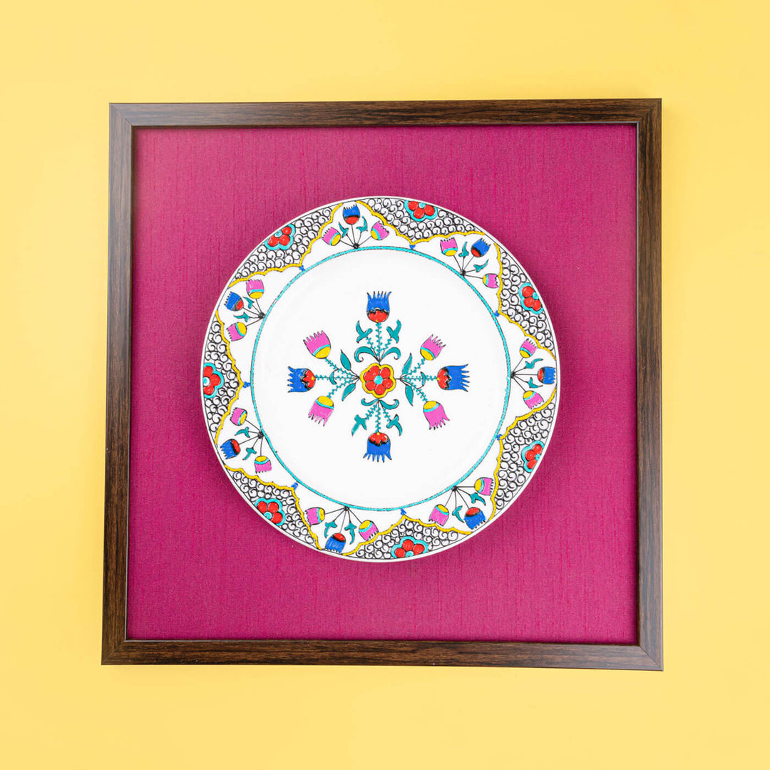Handpainted Ceramic Wall Plate With Frame