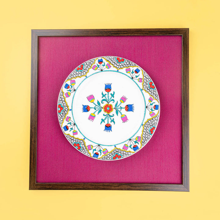 Handpainted Ceramic Wall Plate With Frame