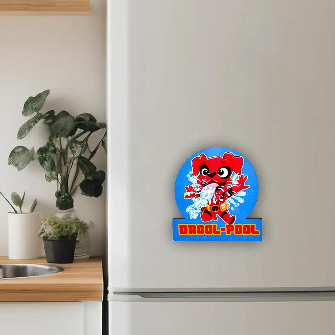 Printed Dog Theme "Drool Pool" MDF Wood Fridge Magnet