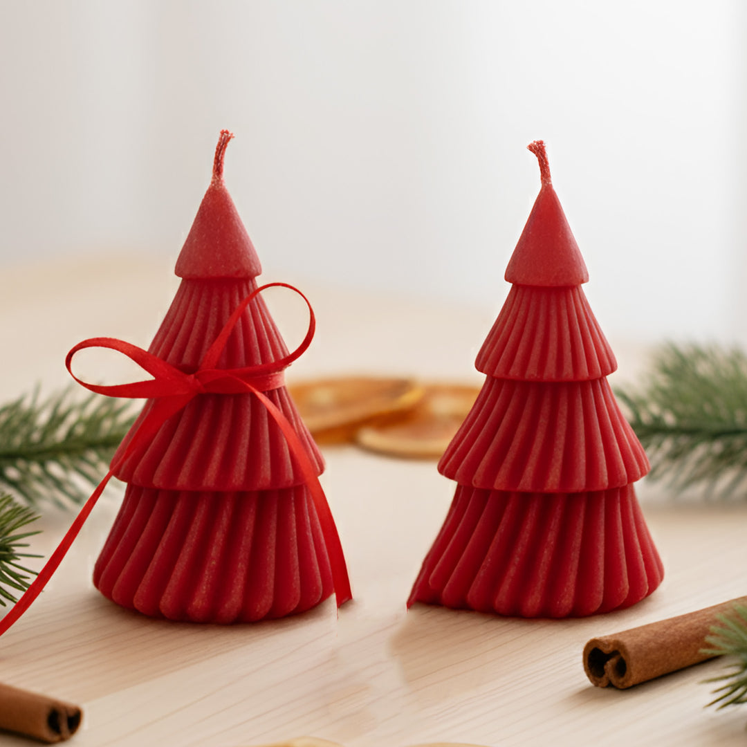 2 Pc | Handmade Tiered Christmas Tree Soy Wax Candles