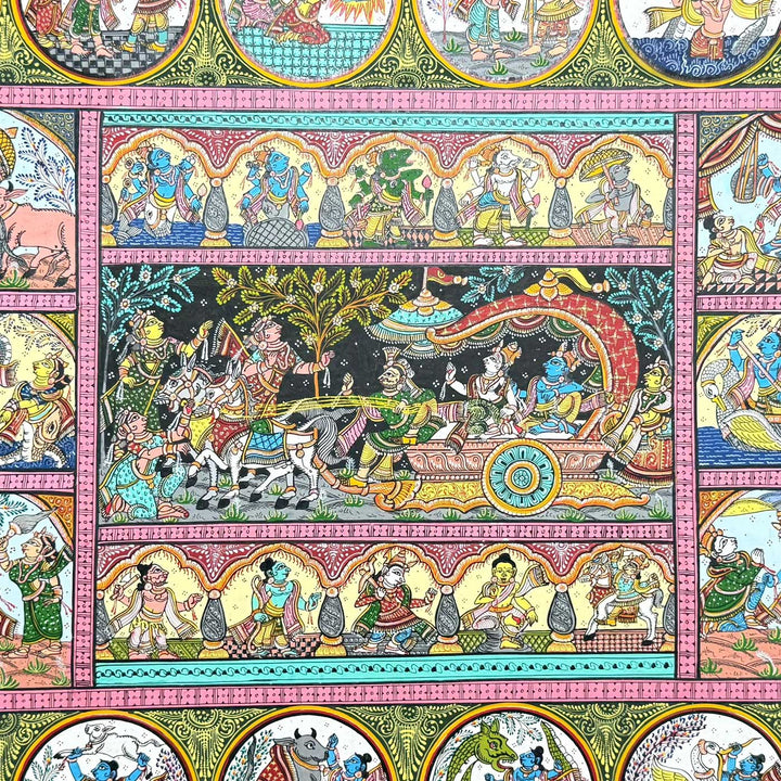 36 X 24 Inch | Handmade Canvas Mathura Vijay With Dashavatar Painting