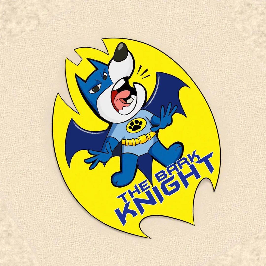 Printed Dog Theme "The Bark Knight" MDF Wood Fridge Magnet