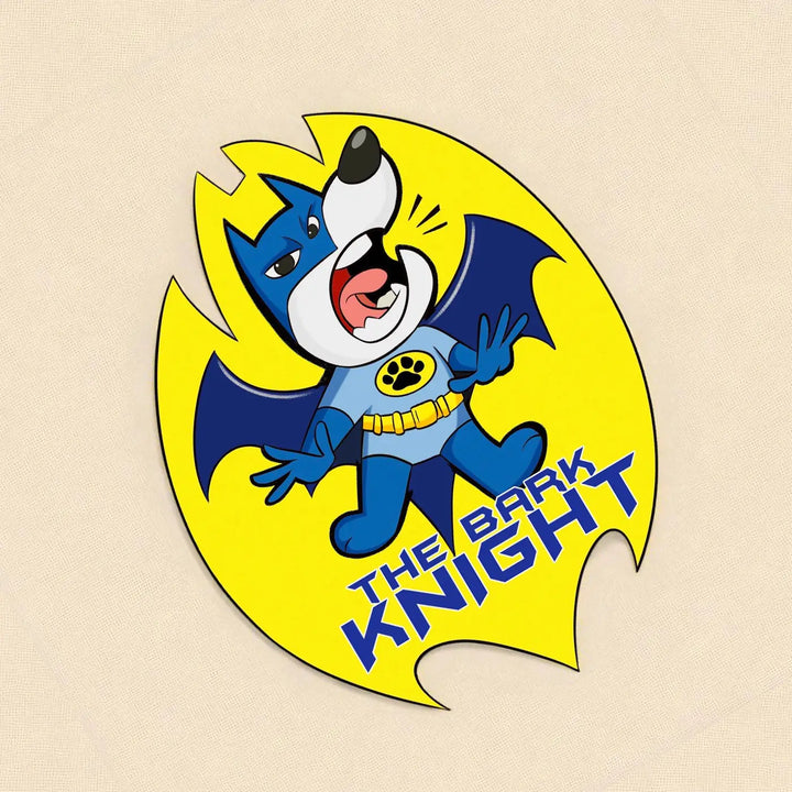 Printed Dog Theme "The Bark Knight" MDF Wood Fridge Magnet