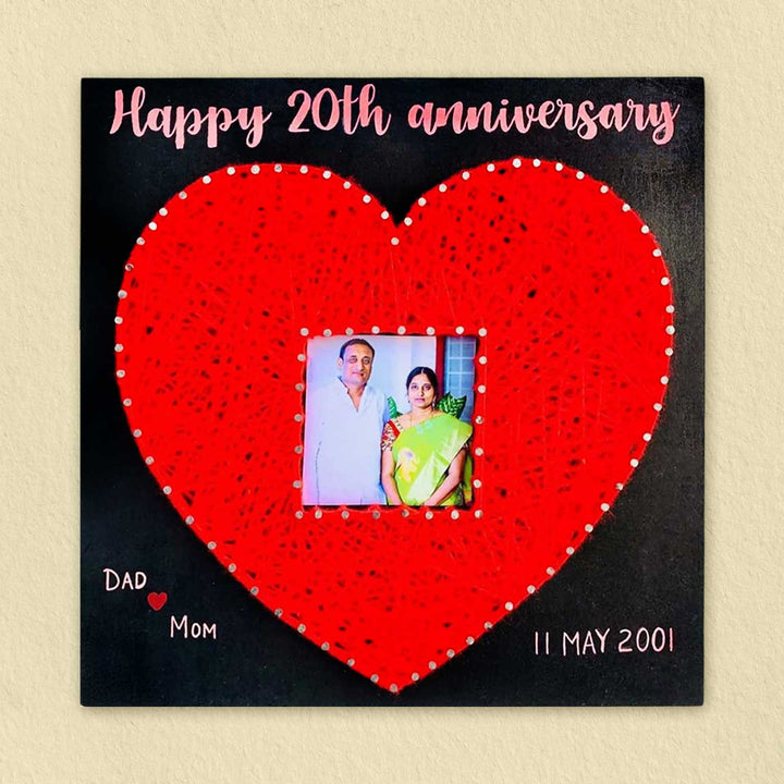 Photo Personalized Handmade String Art Heart Shape Wooden Decorative Plaque