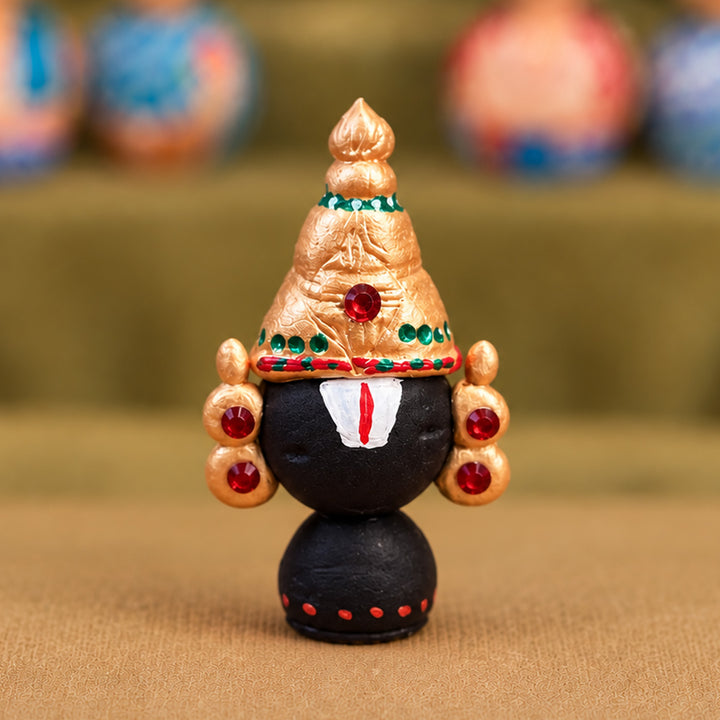 Handmade Miniature Venkateshwara Clay Golu Doll For Festive Decor
