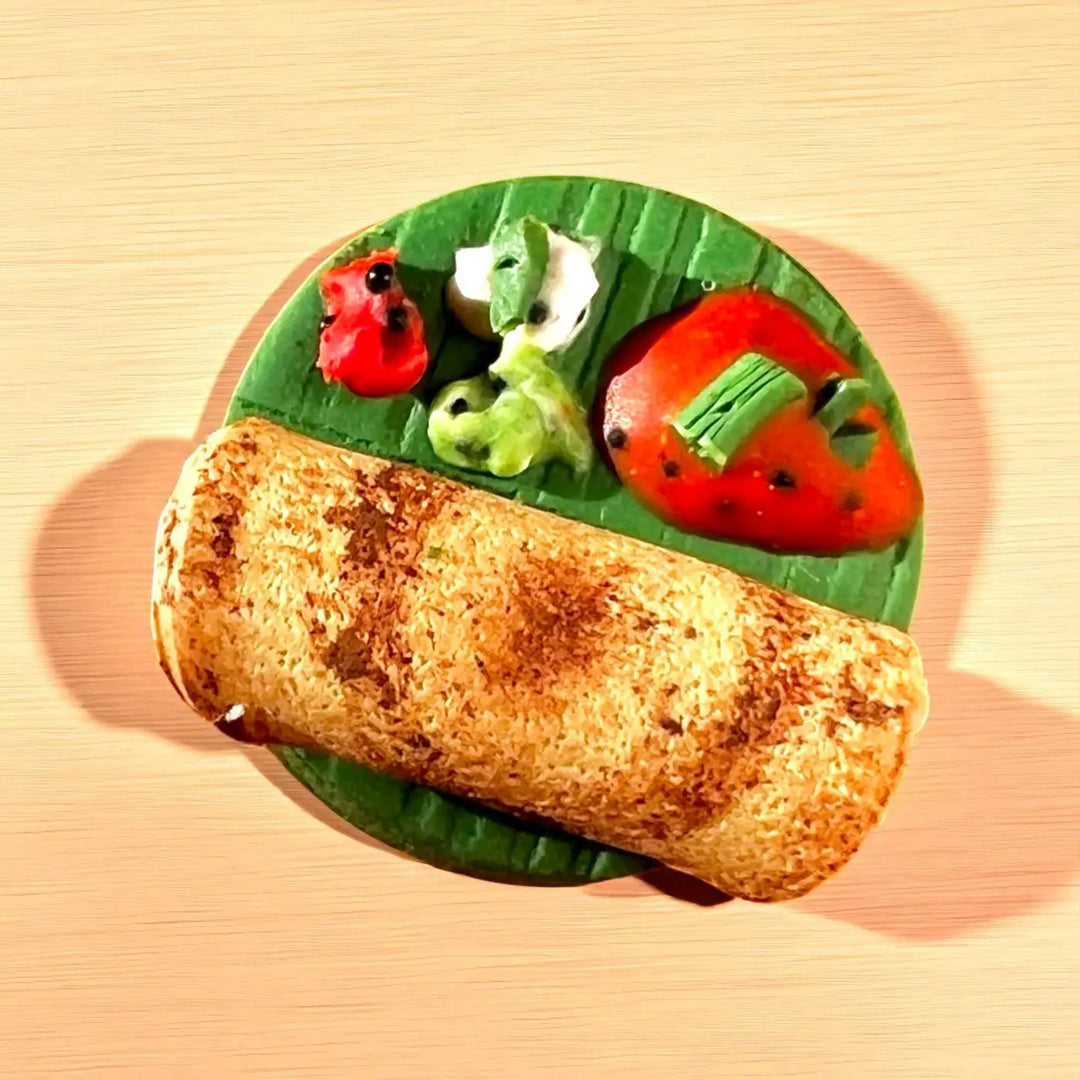 Handmade Polymer Clay Miniature Dosa Design Fridge Magnet