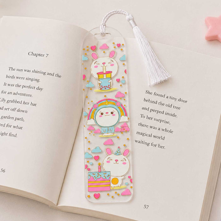Kitty Theme Handmade Acrylic Bookmark With Tassel For Book Lovers