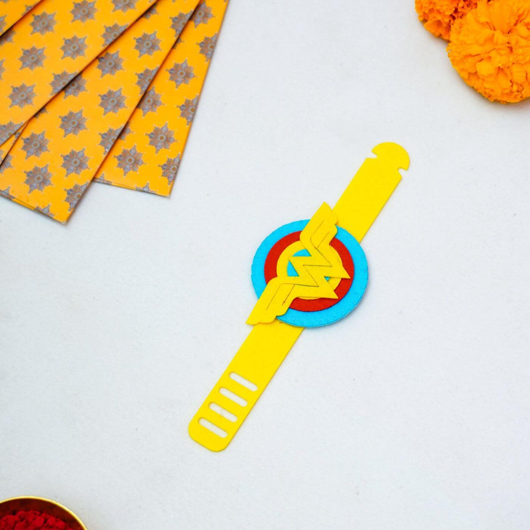 Kids Theme Felt Rakhi Band With Roli Chawal